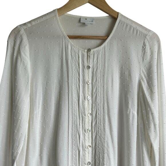J Jill Women Top XS Ivory Swiss Dot Button Up Cottagecore Fairy Whimsy Office - Picture 4 of 7